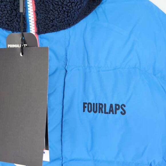 Fourlaps Polar Quilted Reversible Unisex Navy Blue Sherpa Jacket - Size S - NWT - Picture 8 of 15